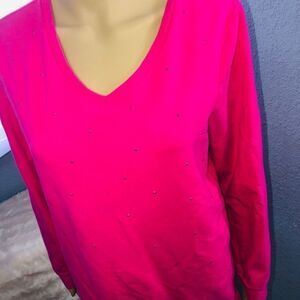 Quacker Factory Hot Pink w/Rhinestones M